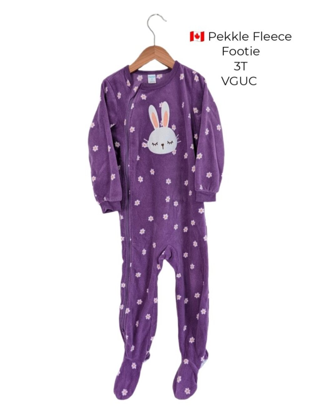 Pekkle Fleece Sleeper | Purple Rabbit 3T Baby Clothing